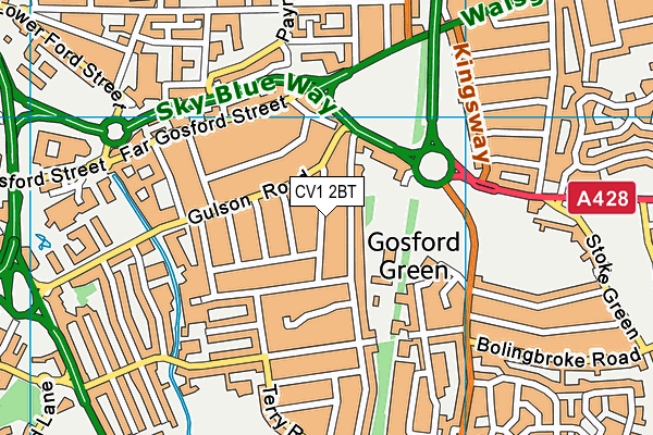 CV1 2BT map - OS VectorMap District (Ordnance Survey)