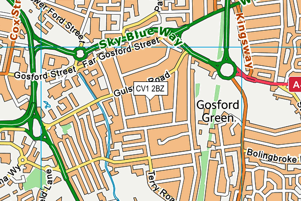 CV1 2BZ map - OS VectorMap District (Ordnance Survey)