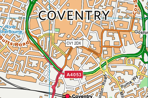 CV1 2DX map - OS VectorMap District (Ordnance Survey)