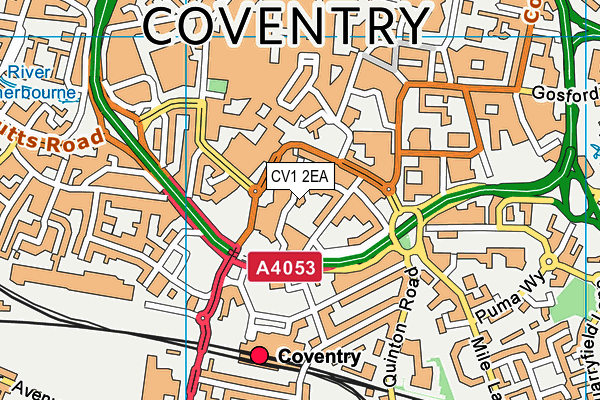 CV1 2EA map - OS VectorMap District (Ordnance Survey)