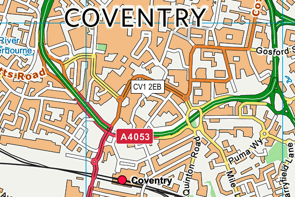 CV1 2EB map - OS VectorMap District (Ordnance Survey)