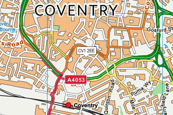 CV1 2EE map - OS VectorMap District (Ordnance Survey)