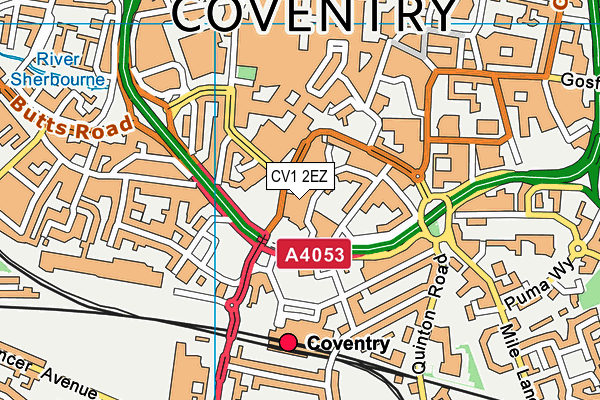 CV1 2EZ map - OS VectorMap District (Ordnance Survey)