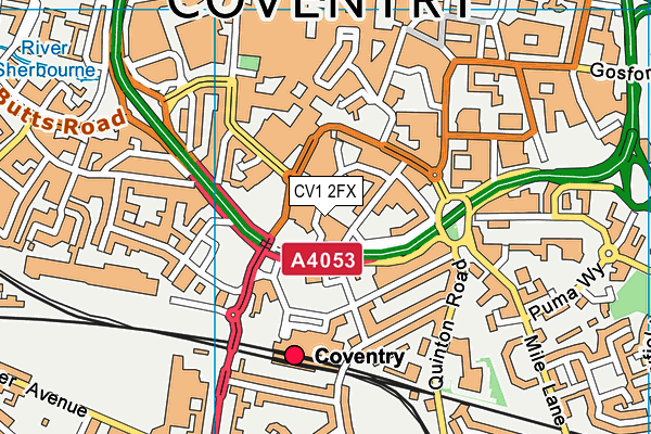 CV1 2FX map - OS VectorMap District (Ordnance Survey)