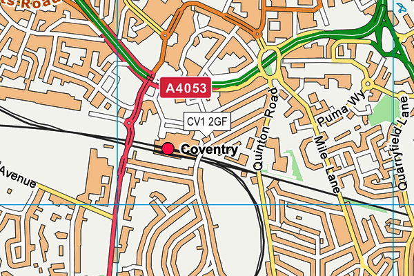 CV1 2GF map - OS VectorMap District (Ordnance Survey)