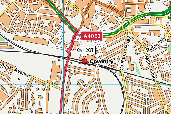 CV1 2GT map - OS VectorMap District (Ordnance Survey)