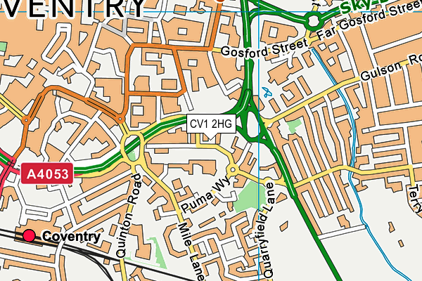 CV1 2HG map - OS VectorMap District (Ordnance Survey)