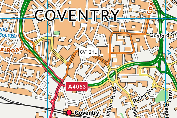 CV1 2HL map - OS VectorMap District (Ordnance Survey)