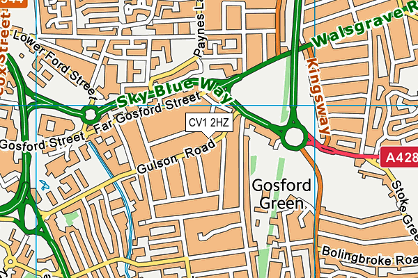 CV1 2HZ map - OS VectorMap District (Ordnance Survey)