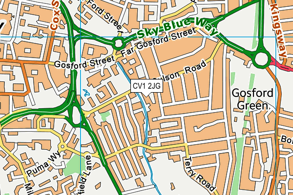 CV1 2JG map - OS VectorMap District (Ordnance Survey)