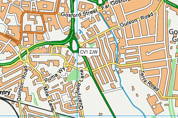CV1 2JW map - OS VectorMap District (Ordnance Survey)