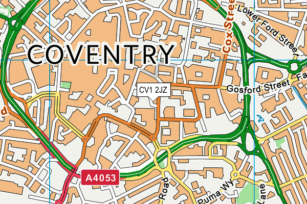 CV1 2JZ map - OS VectorMap District (Ordnance Survey)