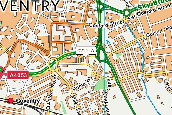 CV1 2LW map - OS VectorMap District (Ordnance Survey)