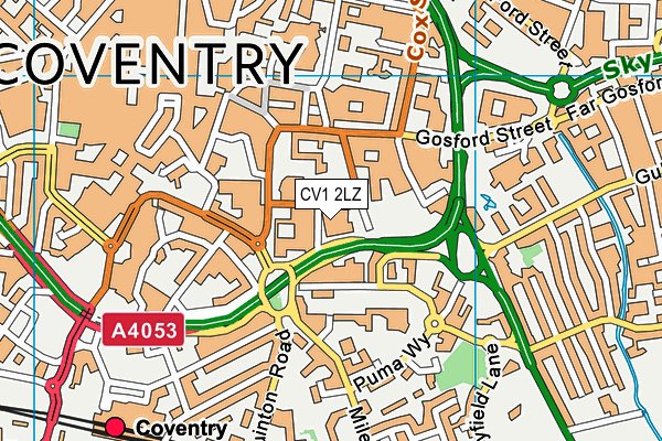 CV1 2LZ map - OS VectorMap District (Ordnance Survey)