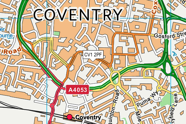 CV1 2PF map - OS VectorMap District (Ordnance Survey)