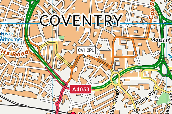 CV1 2PL map - OS VectorMap District (Ordnance Survey)