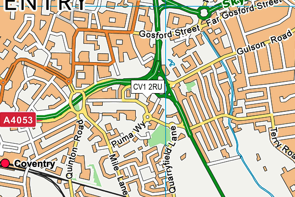 CV1 2RU map - OS VectorMap District (Ordnance Survey)