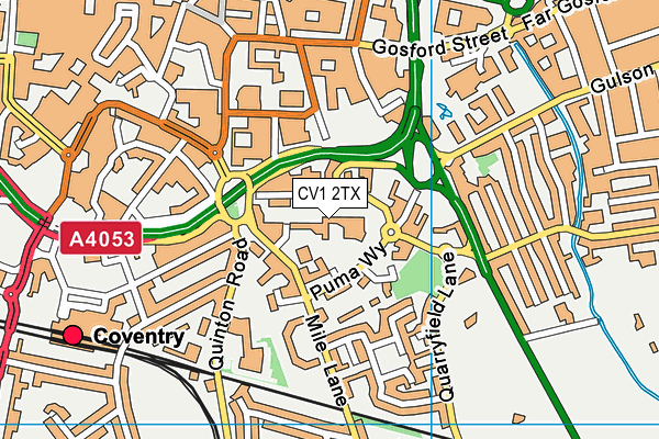 CV1 2TX map - OS VectorMap District (Ordnance Survey)