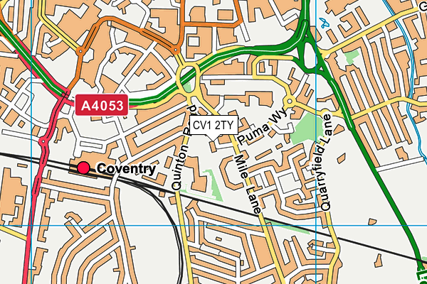 CV1 2TY map - OS VectorMap District (Ordnance Survey)