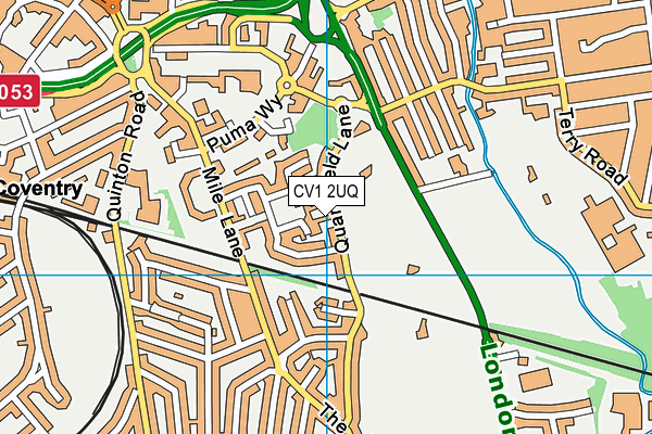 CV1 2UQ map - OS VectorMap District (Ordnance Survey)
