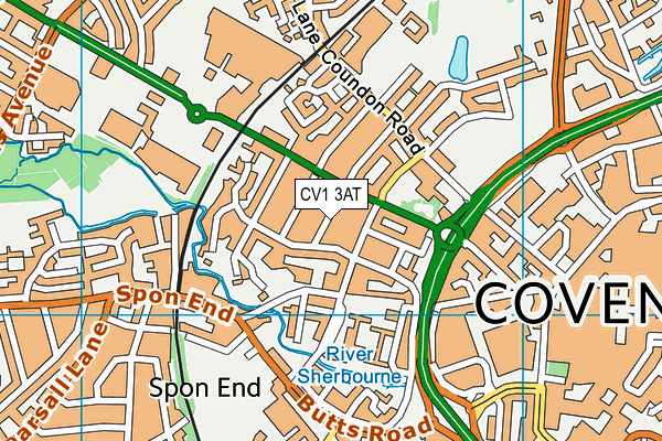 CV1 3AT map - OS VectorMap District (Ordnance Survey)