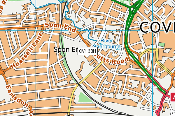 CV1 3BH map - OS VectorMap District (Ordnance Survey)