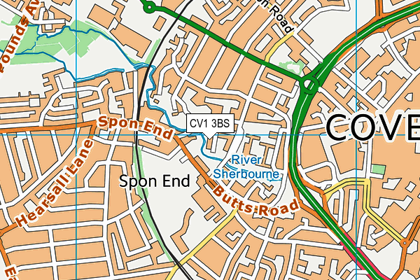 CV1 3BS map - OS VectorMap District (Ordnance Survey)