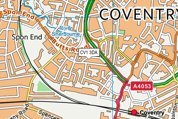 CV1 3DA map - OS VectorMap District (Ordnance Survey)