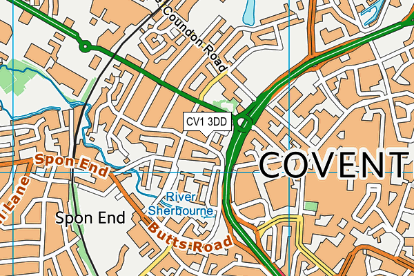 CV1 3DD map - OS VectorMap District (Ordnance Survey)