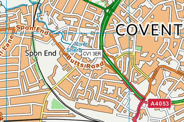 CV1 3ER map - OS VectorMap District (Ordnance Survey)