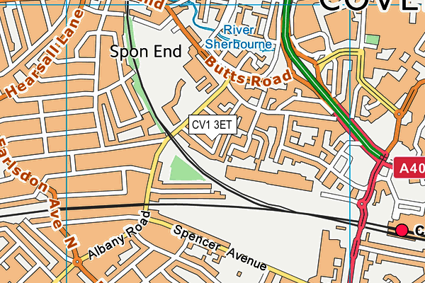 CV1 3ET map - OS VectorMap District (Ordnance Survey)