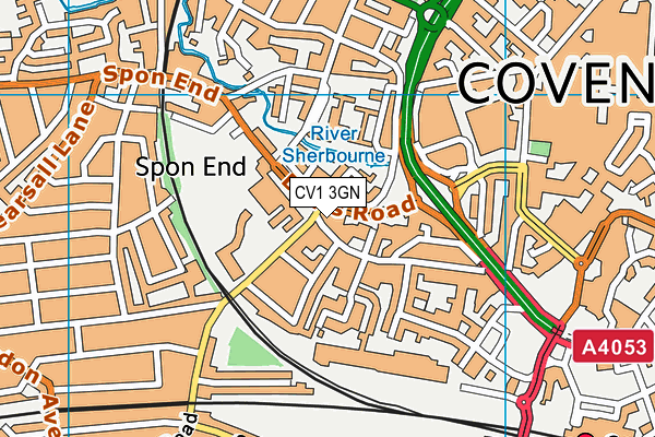CV1 3GN map - OS VectorMap District (Ordnance Survey)