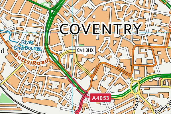 CV1 3HX map - OS VectorMap District (Ordnance Survey)