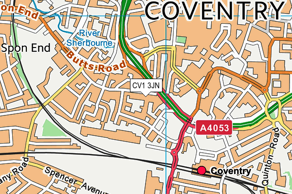 CV1 3JN map - OS VectorMap District (Ordnance Survey)