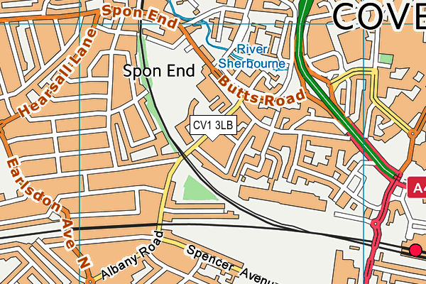 CV1 3LB map - OS VectorMap District (Ordnance Survey)