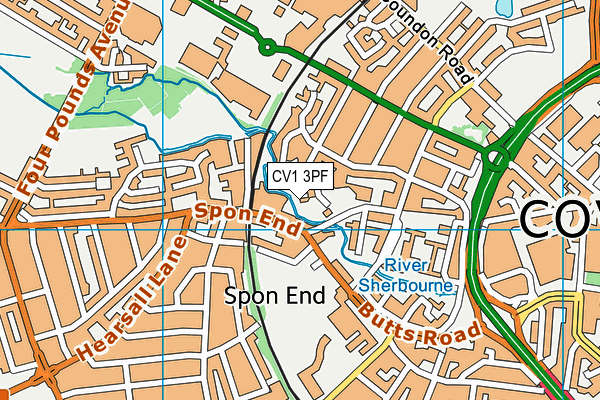 CV1 3PF map - OS VectorMap District (Ordnance Survey)