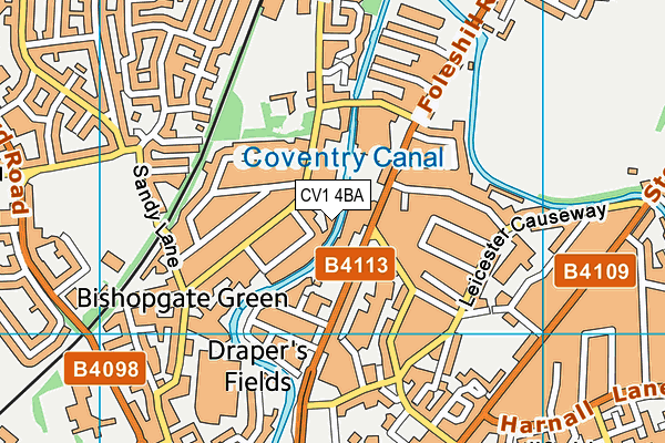 CV1 4BA map - OS VectorMap District (Ordnance Survey)