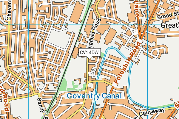CV1 4DW map - OS VectorMap District (Ordnance Survey)