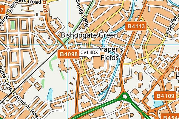 CV1 4DX map - OS VectorMap District (Ordnance Survey)