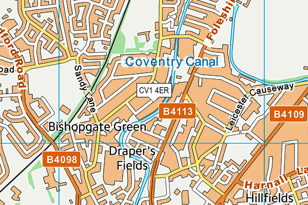 CV1 4ER map - OS VectorMap District (Ordnance Survey)