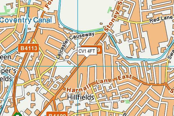 CV1 4FT map - OS VectorMap District (Ordnance Survey)