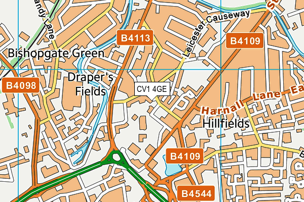 CV1 4GE map - OS VectorMap District (Ordnance Survey)