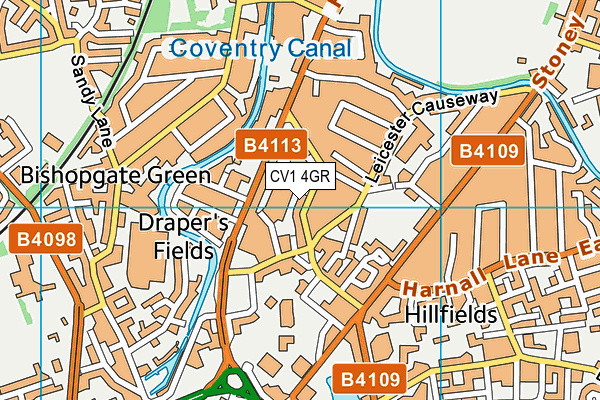 CV1 4GR map - OS VectorMap District (Ordnance Survey)