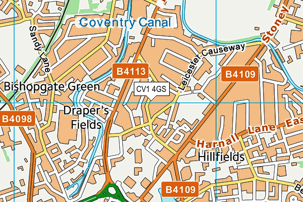 CV1 4GS map - OS VectorMap District (Ordnance Survey)