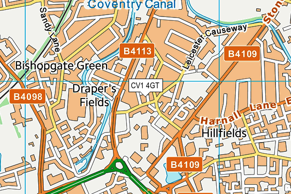 CV1 4GT map - OS VectorMap District (Ordnance Survey)