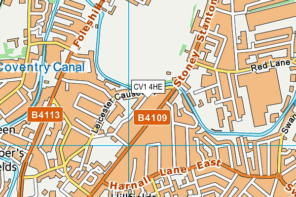 CV1 4HE map - OS VectorMap District (Ordnance Survey)