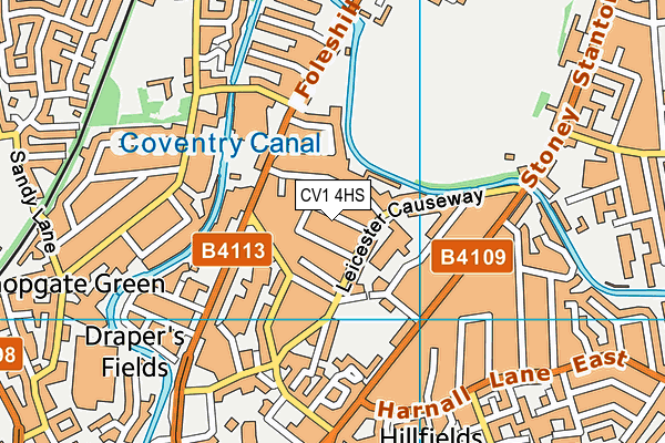 CV1 4HS map - OS VectorMap District (Ordnance Survey)