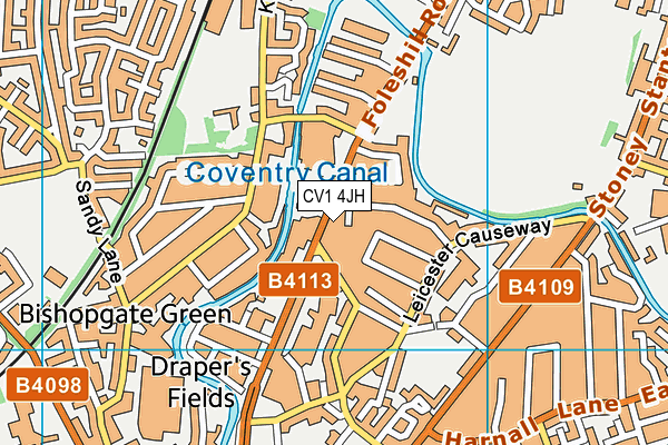 CV1 4JH map - OS VectorMap District (Ordnance Survey)