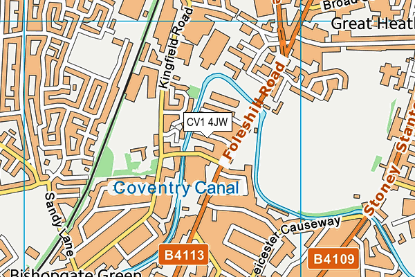 CV1 4JW map - OS VectorMap District (Ordnance Survey)
