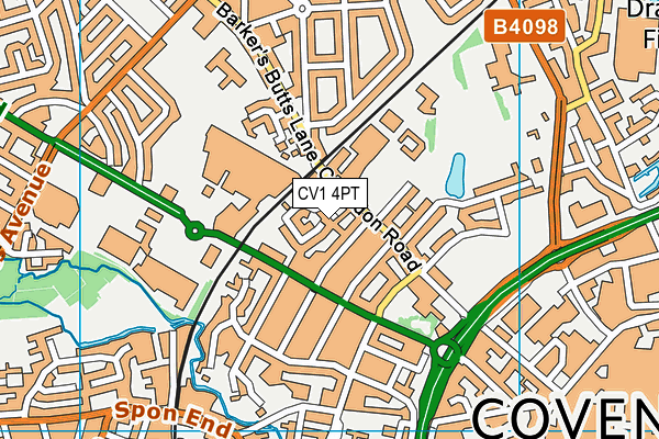 CV1 4PT map - OS VectorMap District (Ordnance Survey)